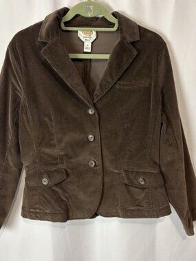 Talbots Blazer Womens 12 Brown Corduroy 3-Button Classic Career Preppy Jacket